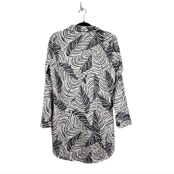 CYNTHIA‎ ROWLEY Sleepwear Palm Print Button-up Nightshirt Black Women’s Size M - Picture 2 of 13